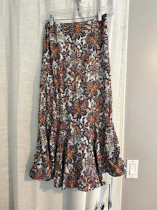 T Tahari Dresses & Skirts - T Tahari Paisley Ruffle Hem High-Low Skirt Blue & Orange XTRA SMALL